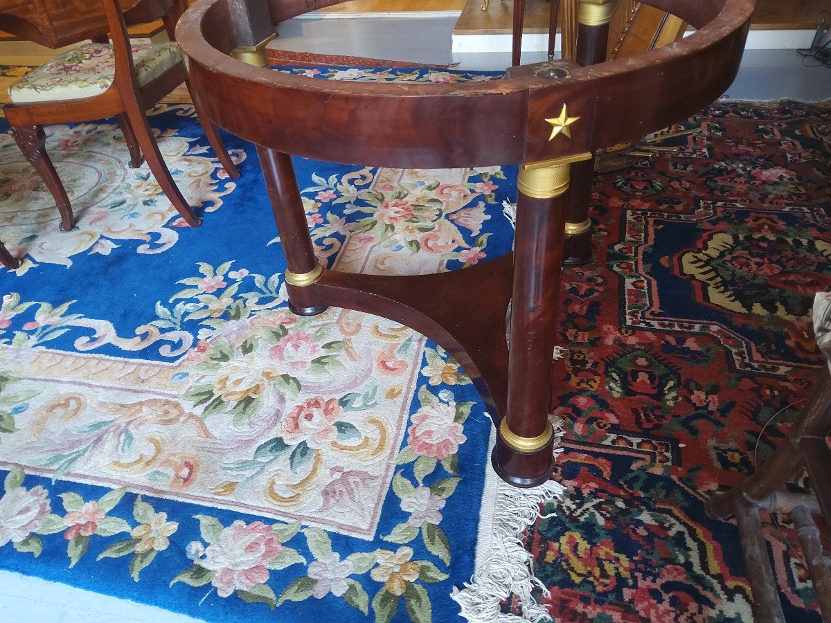 Empire Period Pedestal Table In Mahogany With Black Belgian Marble Top-photo-3